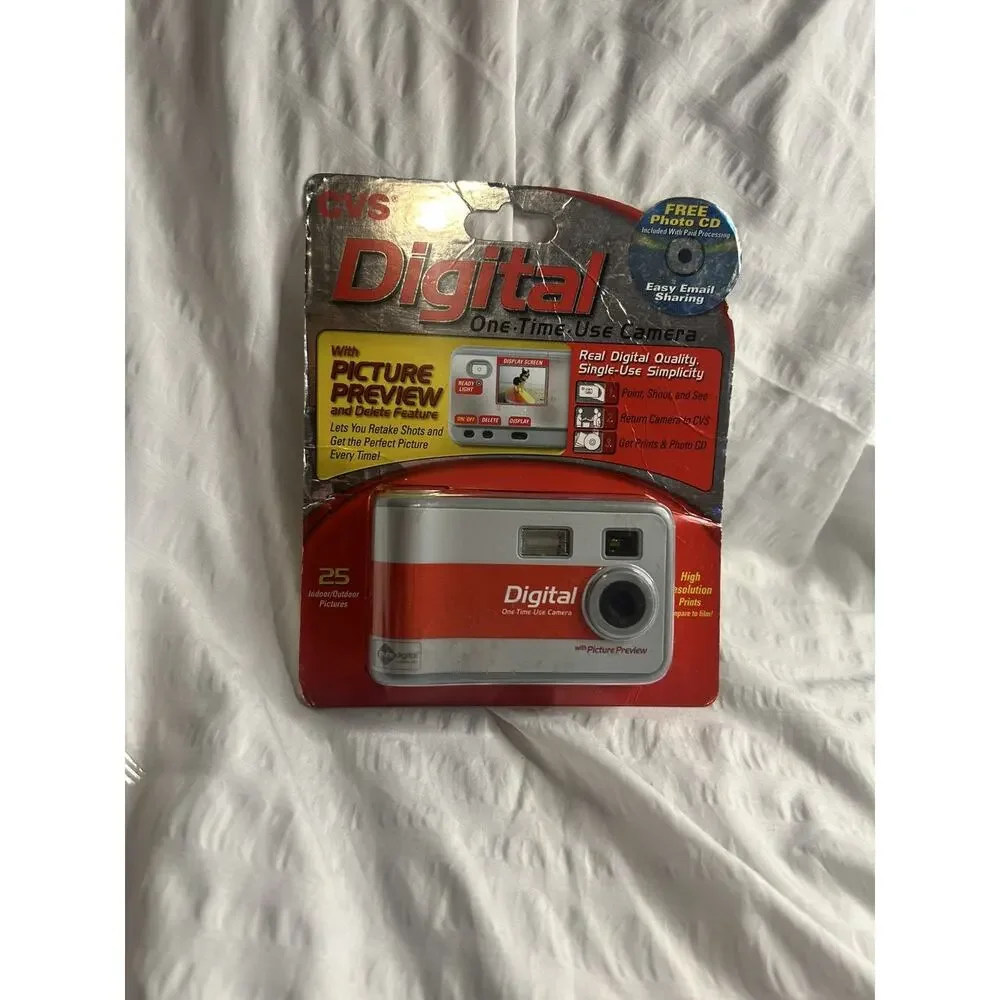 Digital Camera One Time Use Cvs 25 Indoor Outdoor Picture Preview Delete Feature
